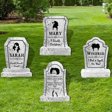 17 Inch Halloween Yard Sign Realistic 3 Witches Tombstones Decorations Outdoo...