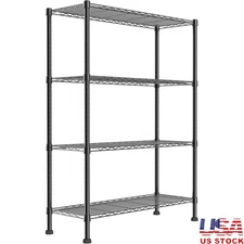 4-Tier Metal Wire Shelving Unit Adjustable Storage Rack Durable Organizer Home
