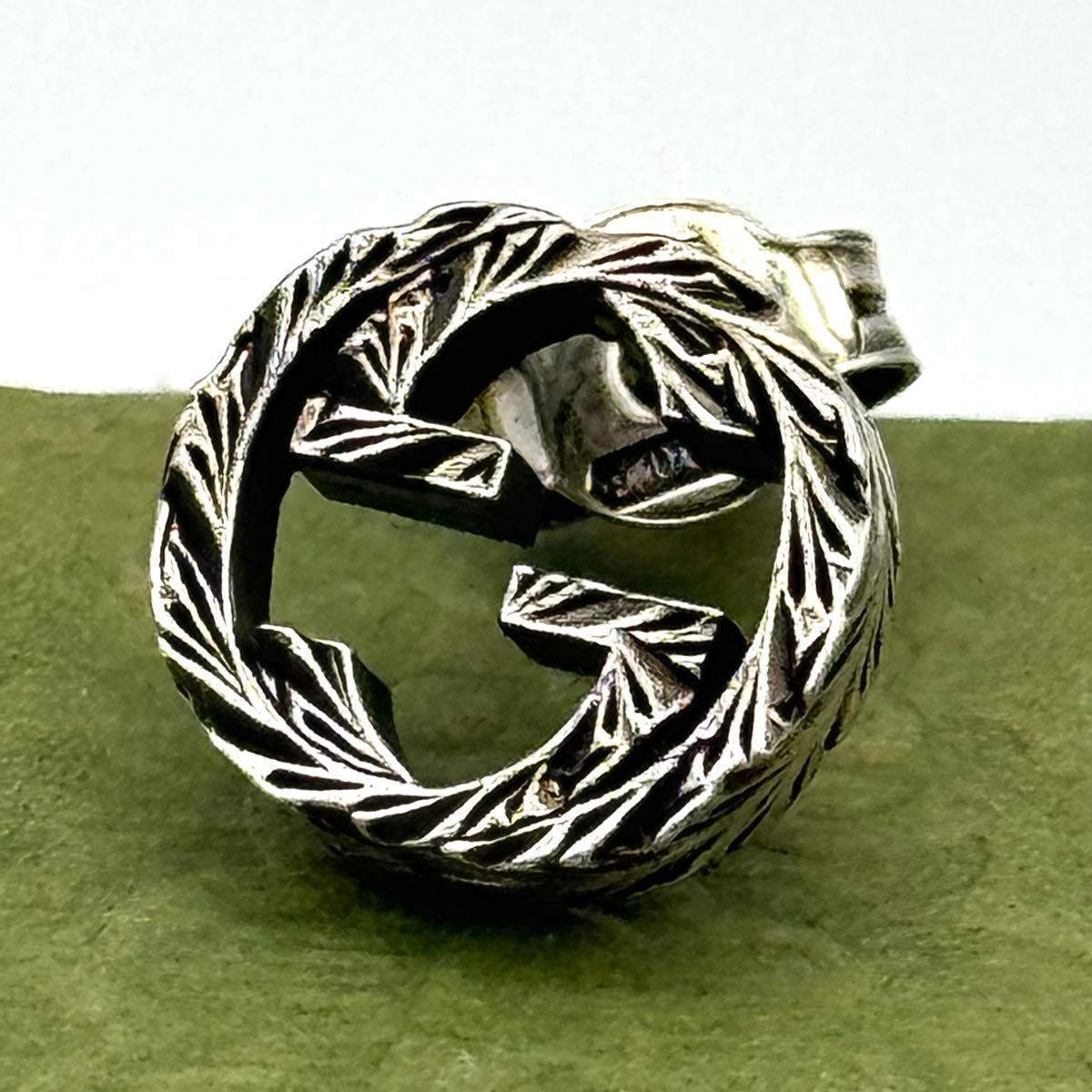 GUCCI Interlocking G Stud Earring Silver925 Singl… - image 2