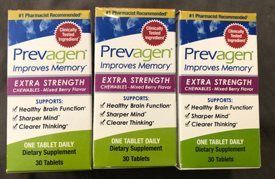 New Lot Of 3 Prevagen Extra Strength Berry Chewables 30x3 90 Tablets