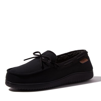 Men's Indoor Outdoor Breathable Pierce Moccasin Slipper, Black, 11-12