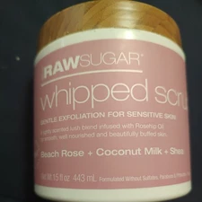 NEW Raw Sugar Whipped Scrub Beach Rose + Coconut Mile + Shea - 15 oz