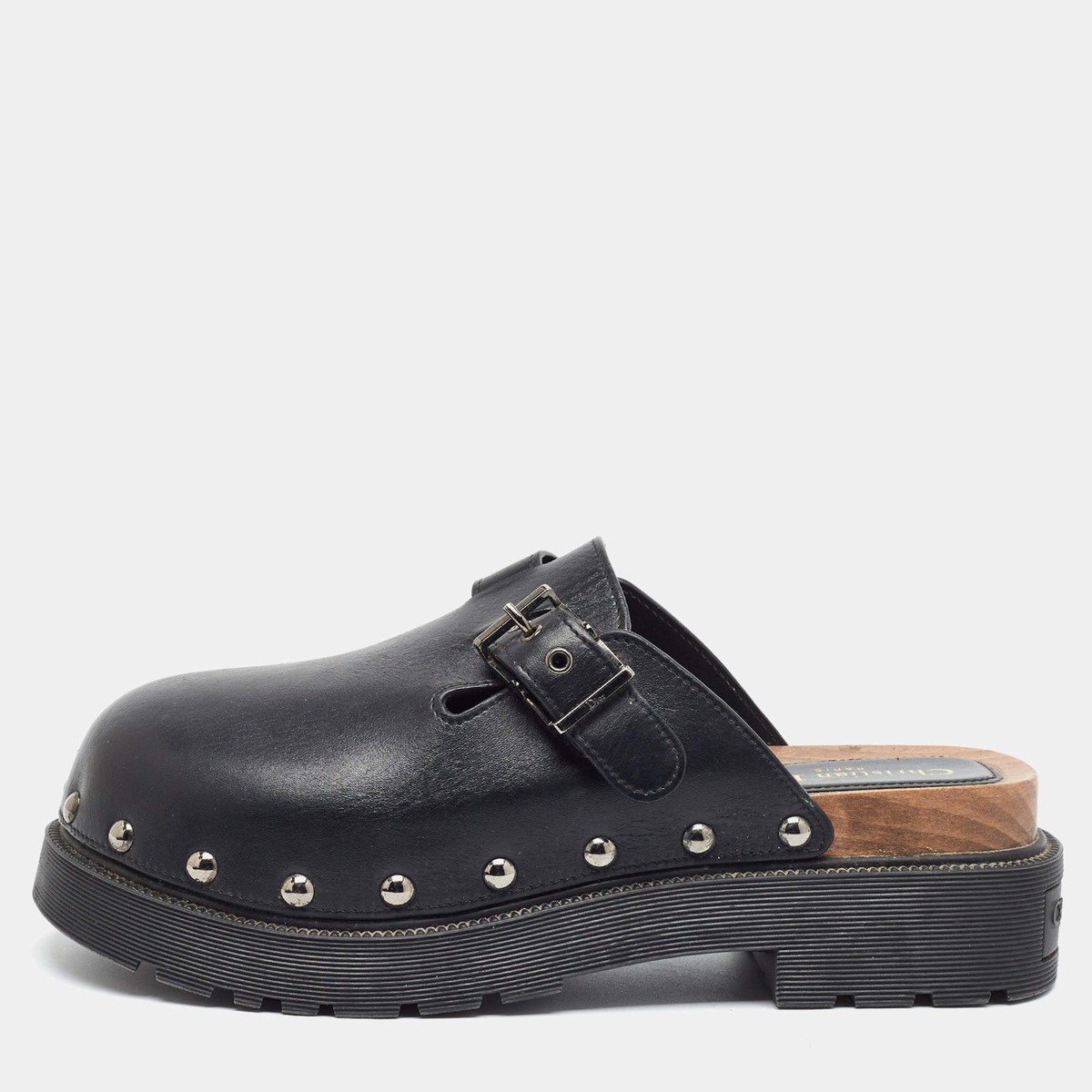 Dior ディオール　ミュール　ブラック Dior Diorquake Size 42 Black Leather Platform Clogs Mules | eBay