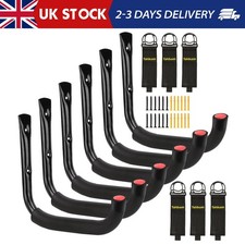 6 Set Garage Hooks, Utility Ladder Hooks 7 Inch / 18cm Long, Black Garage Storag
