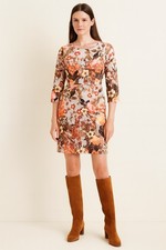 Talbots Golden Blooms Autumn Floral Retro 60’s Sheath Dress 10