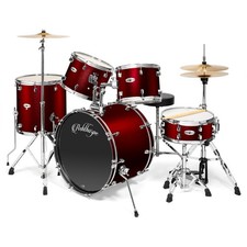 OPEN BOX - 5pc Complete Drum Set Red - Remo Heads, Brass Cymbals