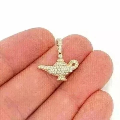 0.80Ct Lab Created Diamond Round Cut Women's Lamp Pendant 14K Yellow Gold Plated