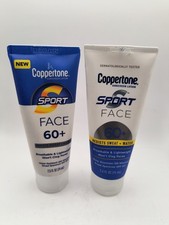 Lot of 2 Coppertone Sport Face Sunscreen Lotion SPF 60 Water Resistant 2.5oz