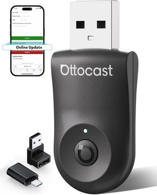 OTTOCAST Mini 2025 Wireless CarPlay & Android Auto 2-in-1 Adapter, Plug Black 
