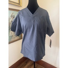 NWT Cherokee Workwear Scrub Top S Gray Unisex V-Neck 4777