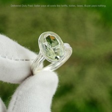 Natural Green Amethyst 925 Sterling Silver New Statement Boho Ring Jewelry US 8