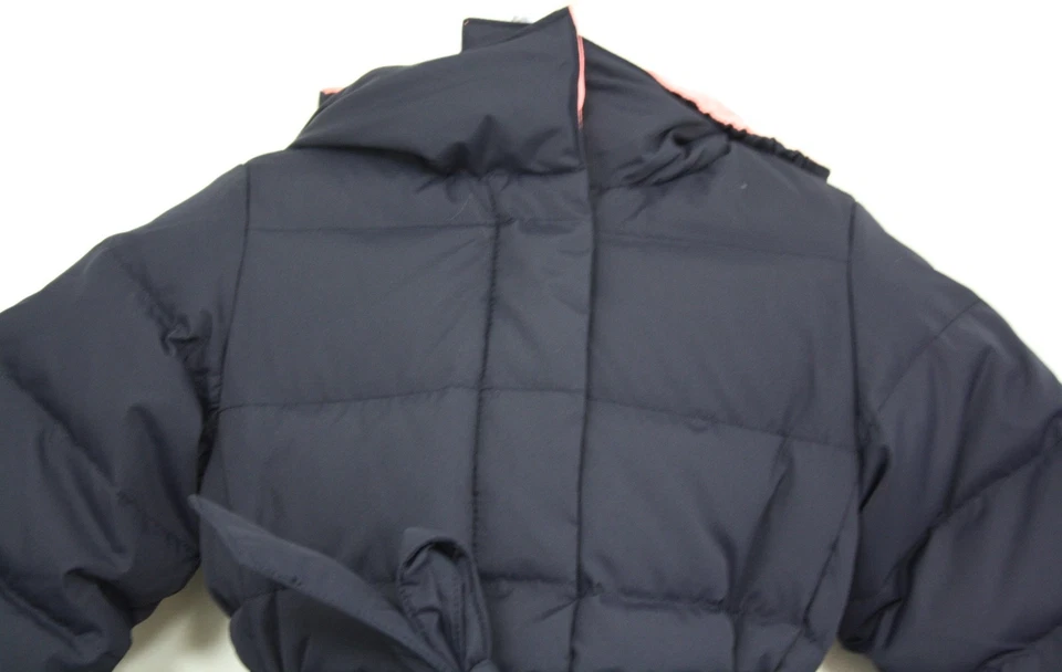 J Crew girls down belted puffer jacket coat hood navy Down Feather Fill - Image 4 of 4