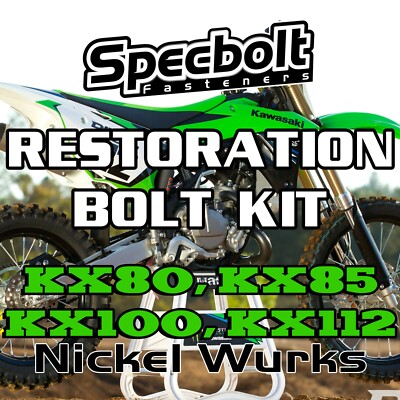 KX80 KX85 KX100 KX112 Restoration Bolt Kit Kawasaki KX 80 85 100 Specbolt Nickel