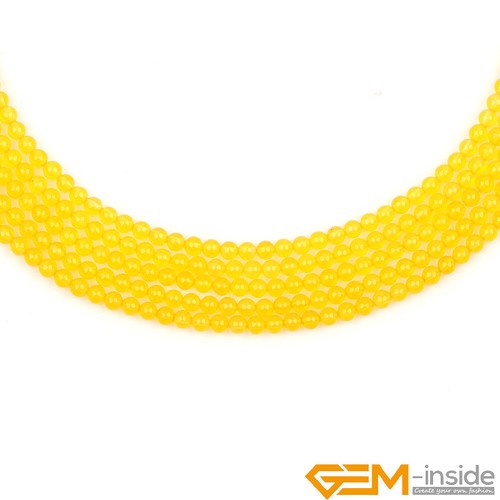 Yellow Lemon Butter Jade Gemstone Round Loose Beads For Jewelry Making 15" AU - Picture 20 of 49