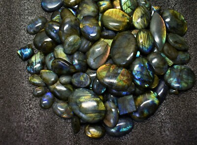 2 kg Rare Multi Flashy Labradorite Loose Cabochon Mix Shape Wholesale Lot V51-10
