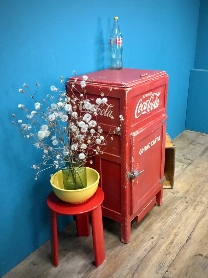 FRIGO COCA COLA GHIACCIAIA IN LEGNO ANNI 60 FRIGORIFERO GHIACCIO MODERNARIATO - Immagine 4 di 4