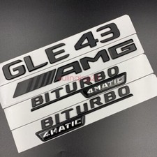 Matte Black Gle43 Amg Biturbo 4matic Trunk Emblem Badge Sticker Mercedes