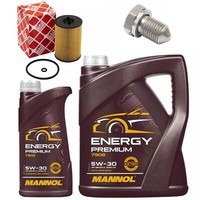 MotoröL Filter Set Mannol 5W-30 API SN 6 Liter + Schraube FüR VW Golf VII Touran