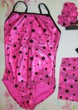 Leotard New Girl's LC 12-14 Perfect Balance Dance Gymnastics Hot Pink Flocked