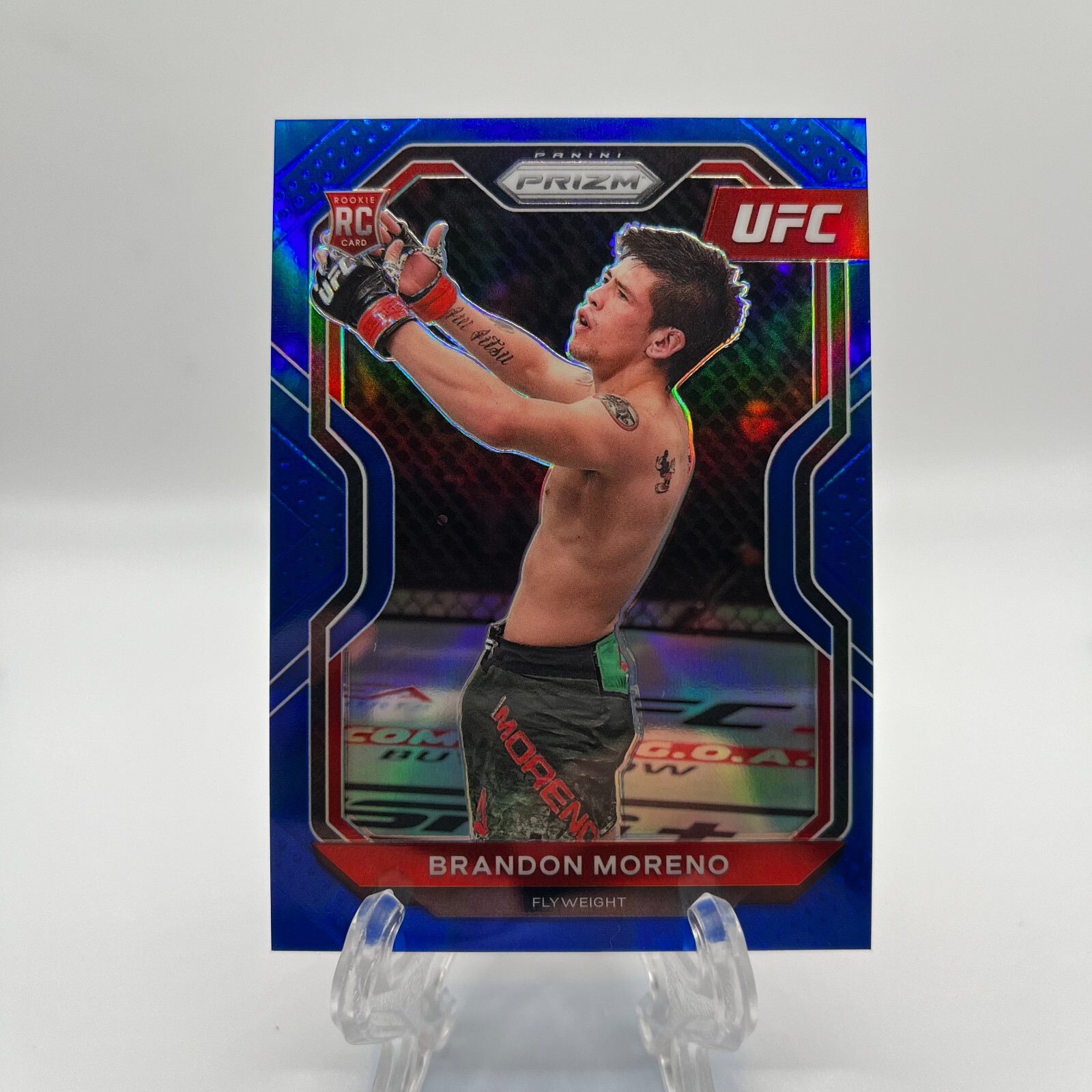 Brandon Moreno 2021 Panini Prizm UFC Blue Refractor RC Rookie /199 #38