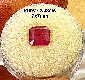 RUBY, 2.08cts, NICE RED COLOR, BEAUTIFUL SQUARE CUT, * NATURAL
