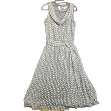 Prelude Midi Dress Gray White Sleeveless Drape Neck Womens Size 6 Lined