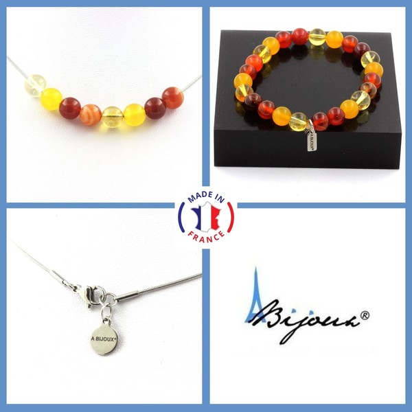 Steine Und MinéRaux. ParüRe Schmuck Armband Halskette Perlen Achat Phylum + Agat-image