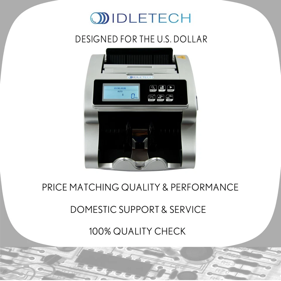 Idletech BC-1100 contador de notas azul com detecção de falsificação MG, UV, IR - Imagem 3 de 4