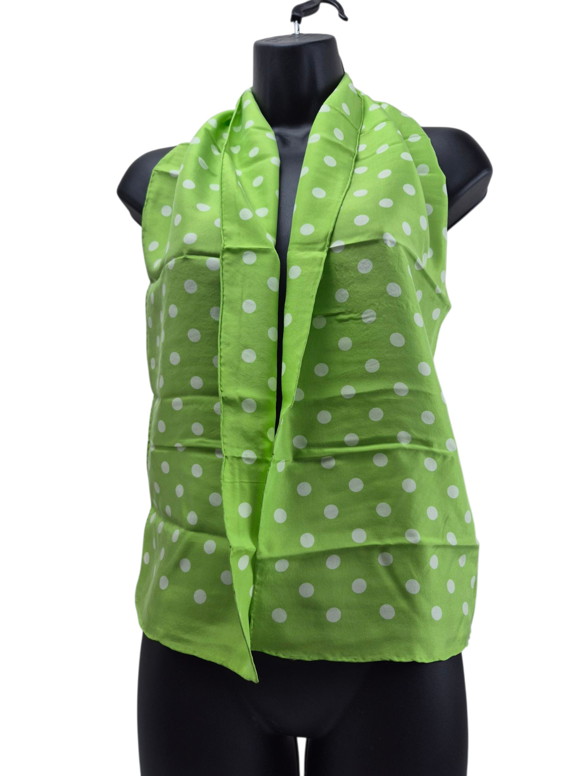 Echo Silk Scarf Green Polka Dot Rectangular 10/50" - image 1