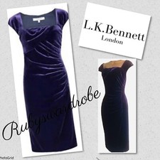 L K Bennett Purple Velvet ‘Tina’ Occasion Evening Party Dress UK 6