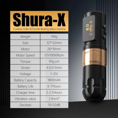 Ambition Shura-X Wireless Tattoo Machine 3.5mm+4.0mm Stroke 1-12V