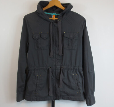 Lucy Tidal Utility Jacket Womens Sz S Hooded Gray Full Zip Tab Roll Sleeve READ