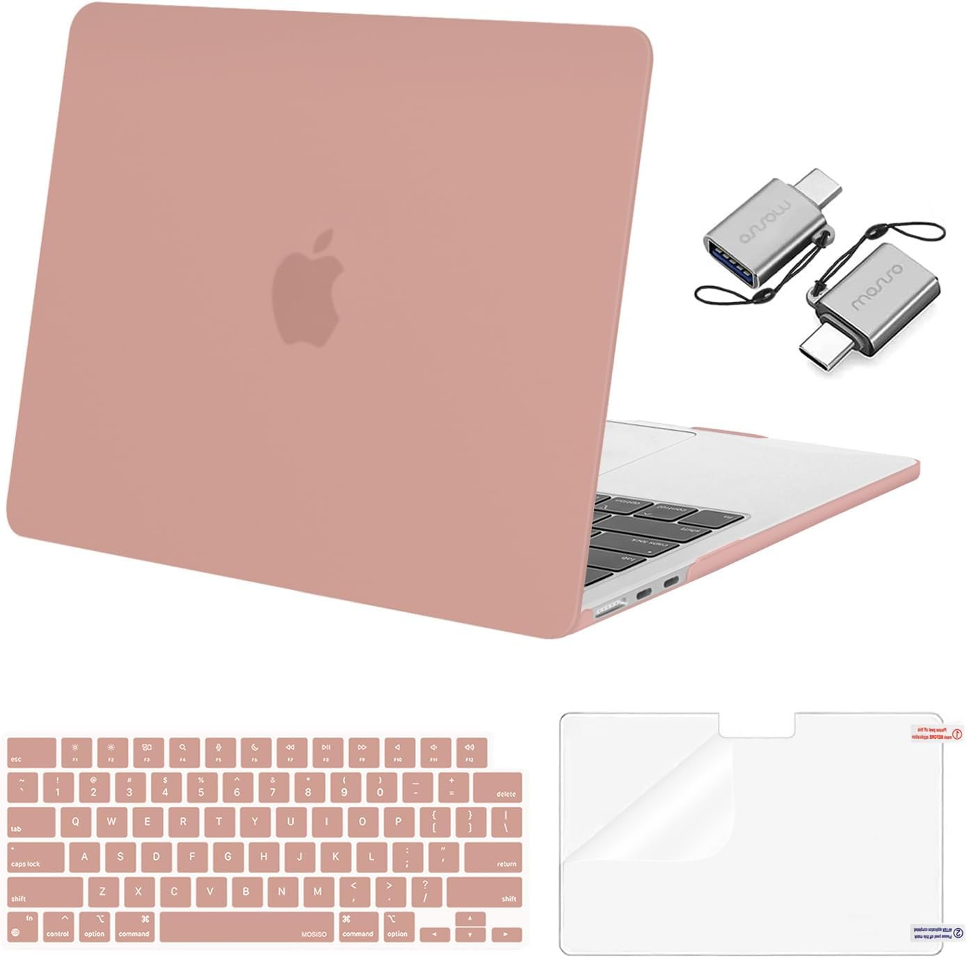 Case for MacBook Pro/Air with Keyboard Cover+Screen Protector+2xType C USB Adapt