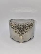 Things Remembered Vintage Small Silver Heart Hinged Jewelry Box 3x2"