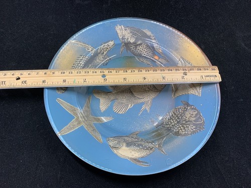 hand made decoupage reverse painted glass fish plate OOAK - Picture 5 of 10