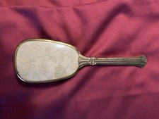 VTG Hairbrush Gold Tone Nylon Bristle Removable Plate Clean Pretty.