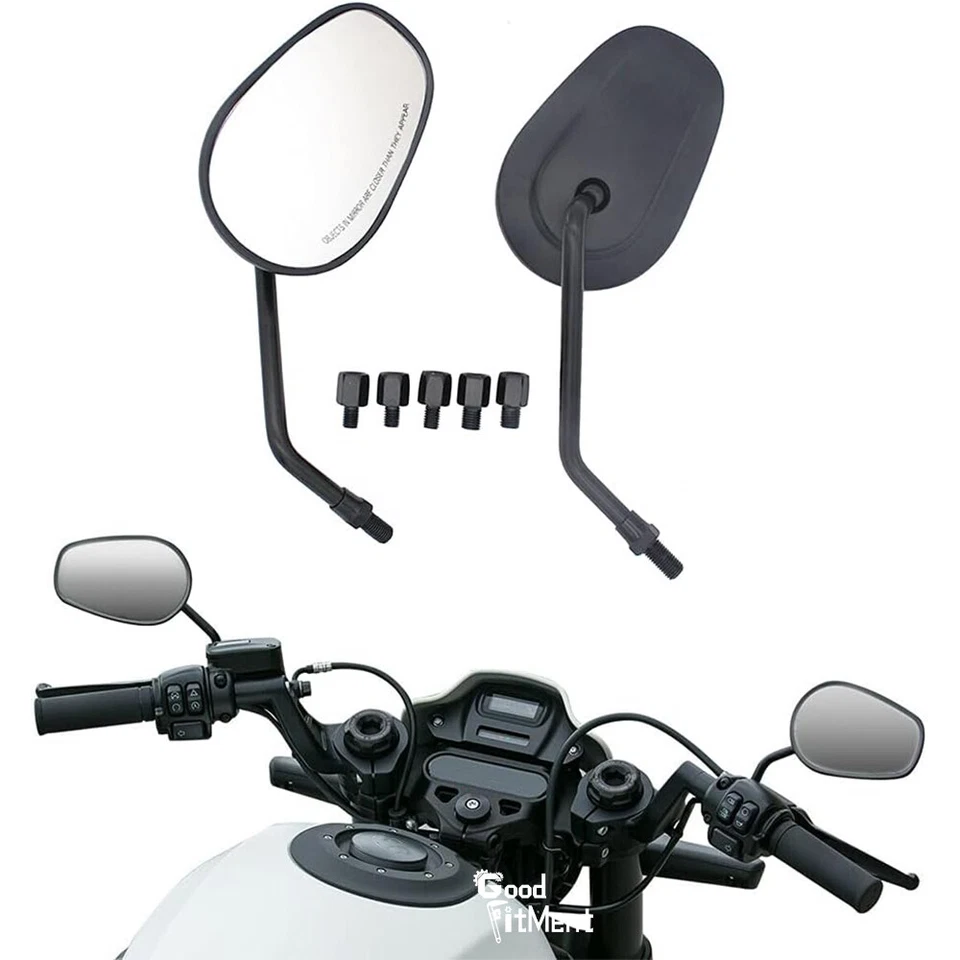 For Yamaha Bolt 14-17 Pair Black Oval 8mm 10mm Motorcycle Rear View Side Mirrors - Изображение 3 из 4