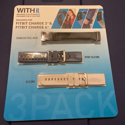 WITHit Replacement Band Compatible with Fitbit Charge 3/4: 3-Pack