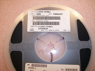 QTY (4,000) 10nh 0805 SMD CERAMIC WIREWOUND INDUCTORS LL2012-FH10NJ TOKO