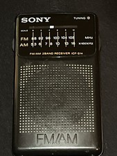 Sony ICF-S14 Black Portable AM/FM 2 Band Receiver Radio Brand Case