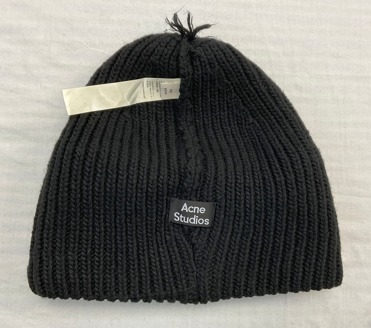 Acne Studios Pansy Wool Beanie Face Logo Ribbed Knit Hat One 