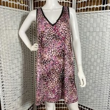 Joyspun Chemise Women XL Pink Leopard Floral Nightgown Sleep Dress Adjustable
