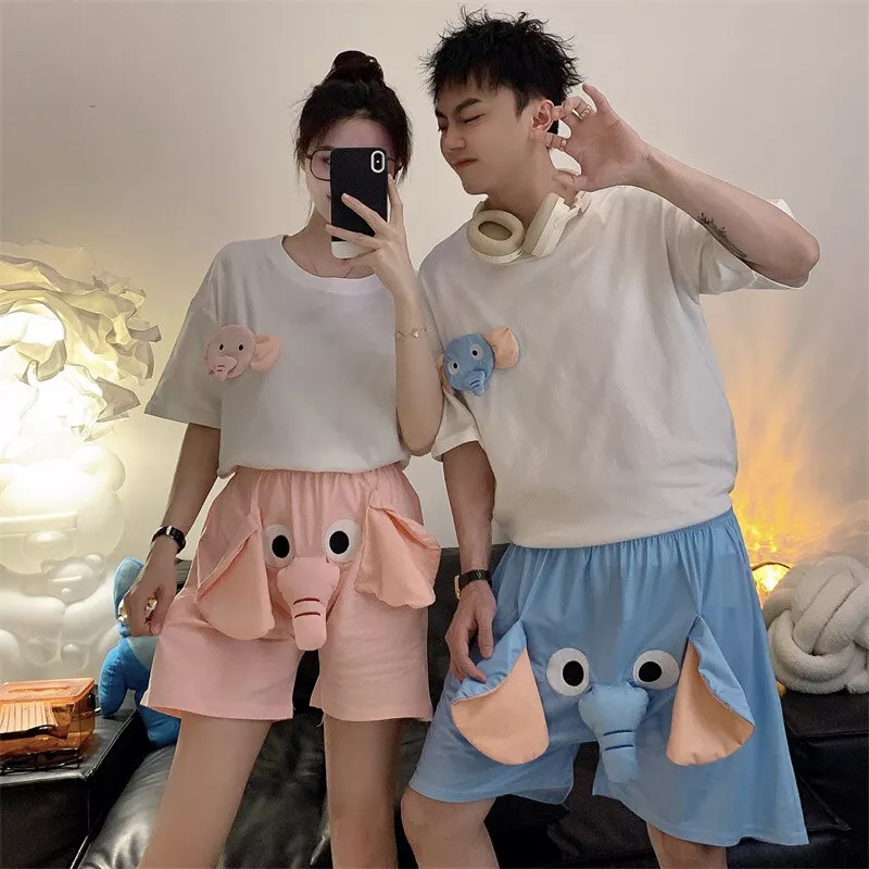 2023 Cute Funny Elephant Nose Short Pants Couple Pajama Set Tide Halloween  Gifts