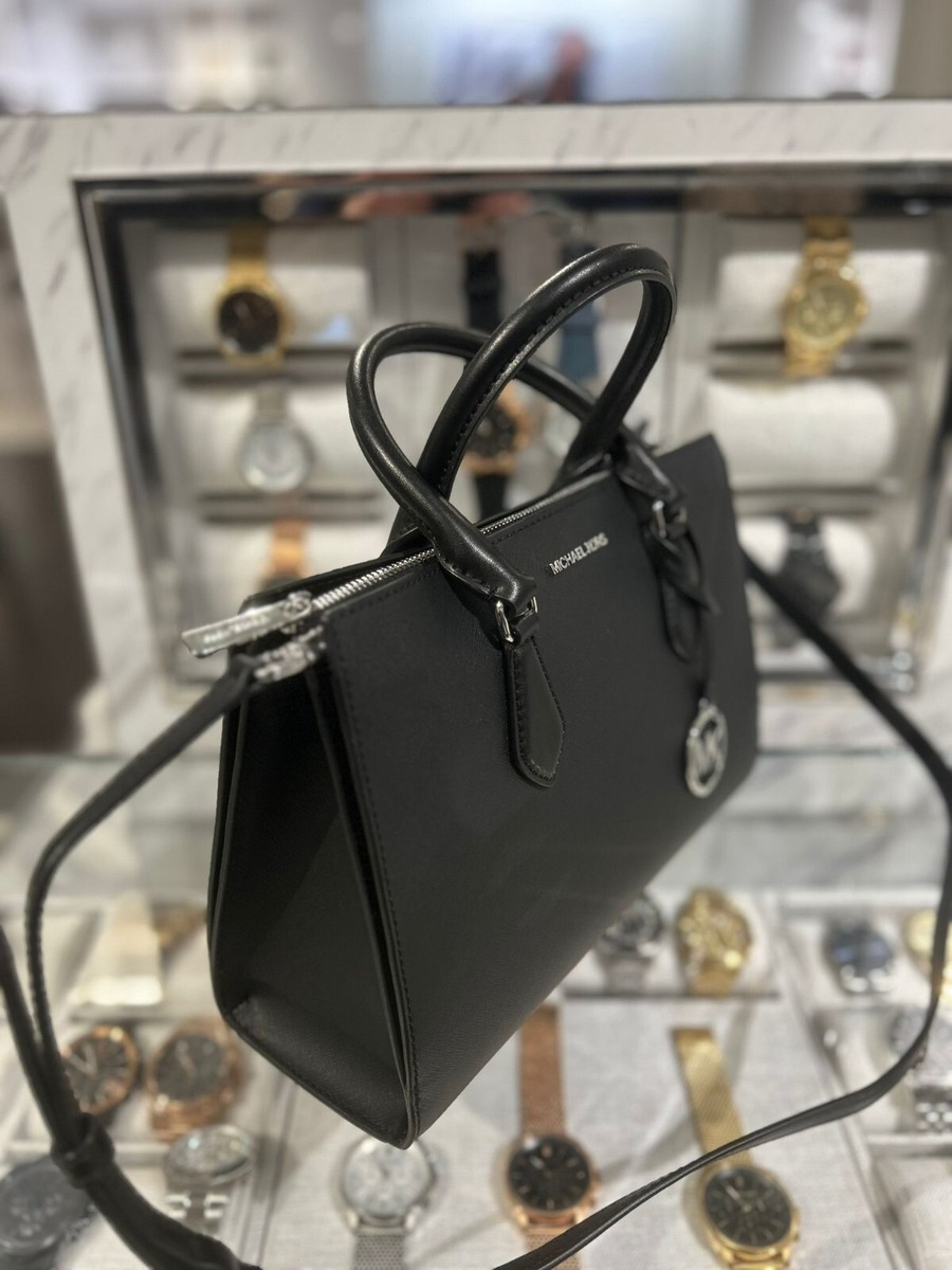 Michael Kors Sheila Silver-Toned Medium Crossbody Satchel Bag