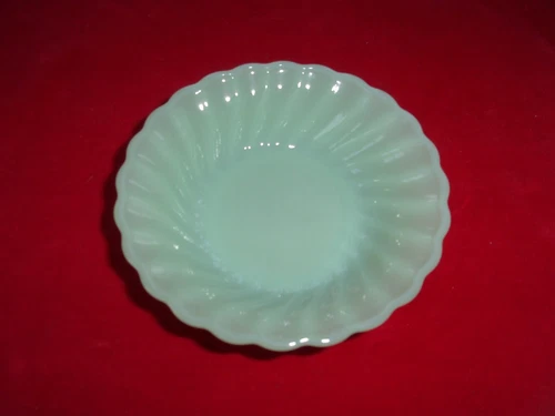 vntg 50's Anchor Hocking jadeite green swirl shell pattern berry dessert bowl EC