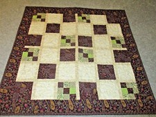 Hand Made Quilted Table Runner/ Topper /Mat 25" x 25" Plum/Green