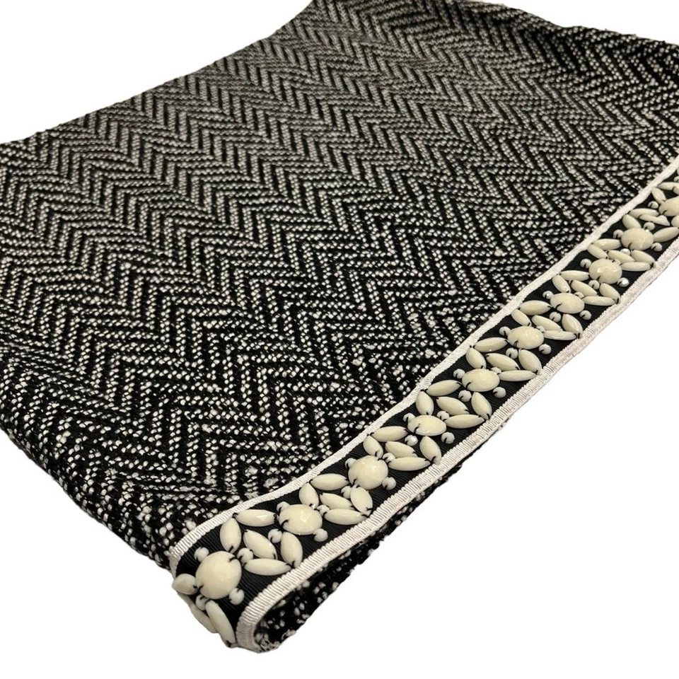 Falda Dobladillo Cuentas Patrón Chevron Rosa Inglesa, Blanco y Negro Talla Cremallera Talla LG Foto 2 de 4