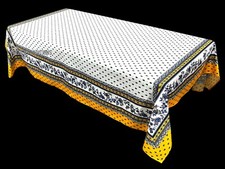 French Provencal Coated Cotton Tablecloth Flowers 59 X 79 Made in France