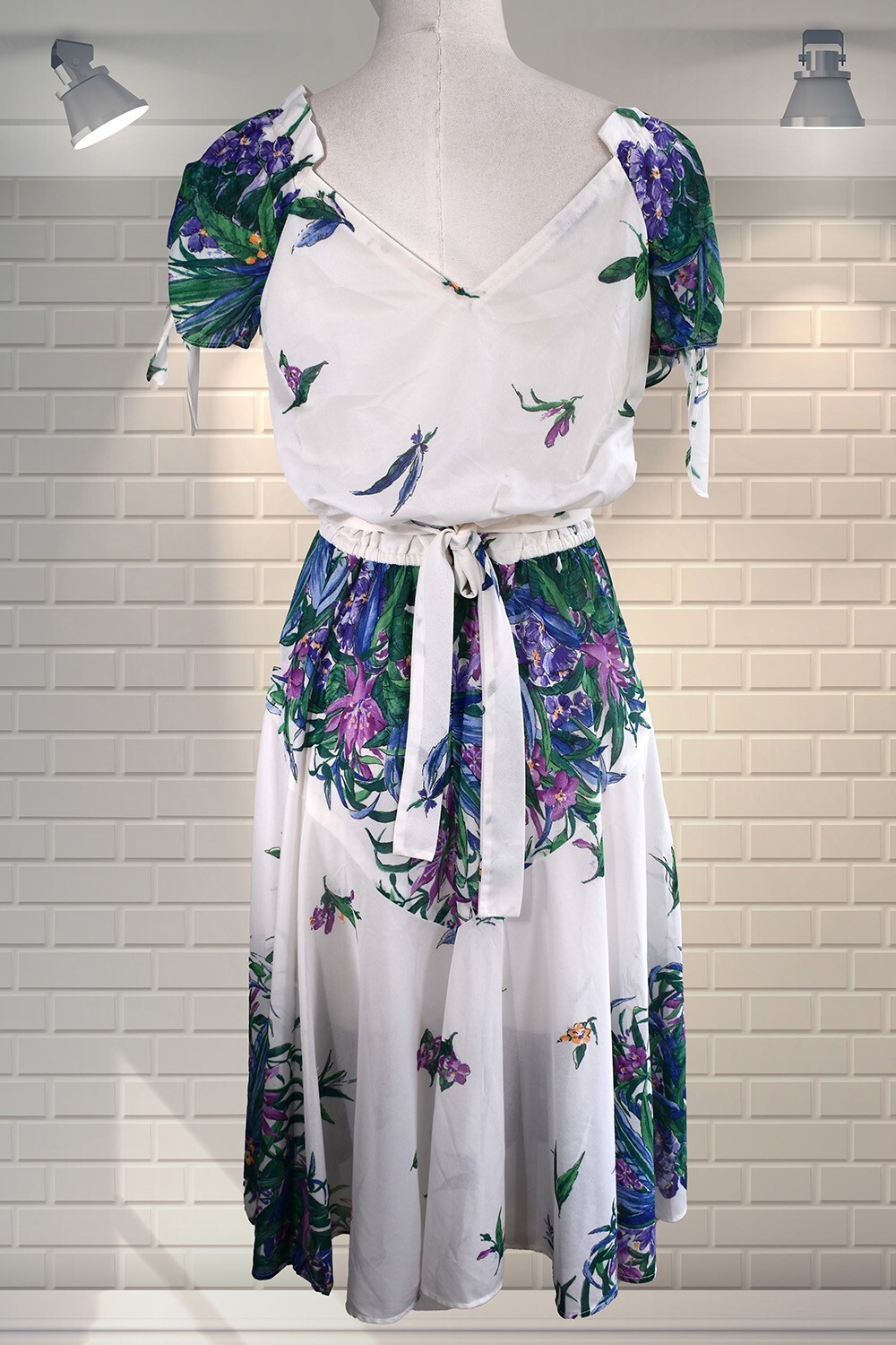 Pretty Vintage Floral Floaty Fit and Flare Summer Dress UK 8 eBay