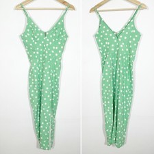 NWT Urban Outfitters Linen Blend Polka Dots Midi Dress Sleeveless Green Sz XS